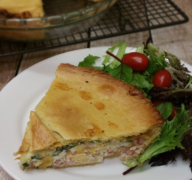 Thermomix Egg and Bacon Pie served with salad