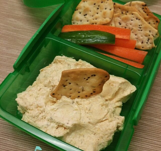 French onion dip with cream cheese and crackers