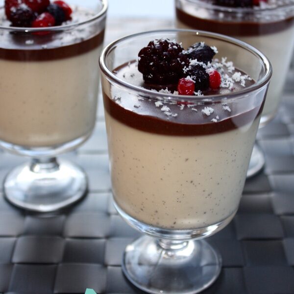 Baileys And Chocolate Pannacotta in individual glasses