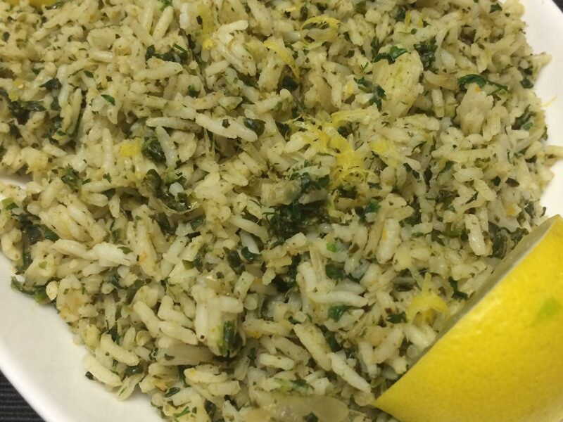 Thermomix Greek Spinach rice with lemon