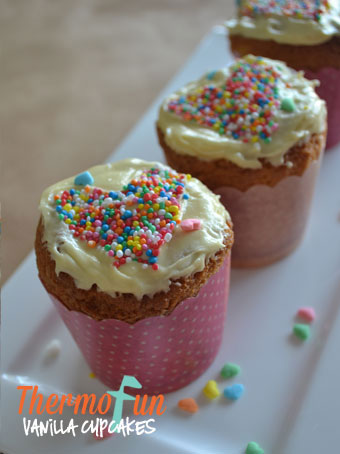 Thermomix Vanilla Cupcakes with sprinkles