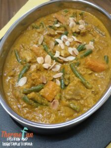 Chicken and Vegetable korma in a thermoserver